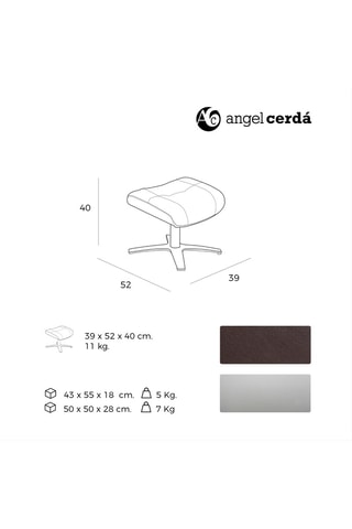 Poggiapiedi in pelle - Marrone scuro - 39 x 52 x 40 cm