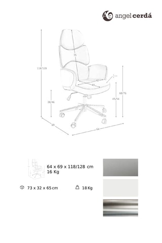 Sedia da scrivania con ruote - 
Bianco e nero