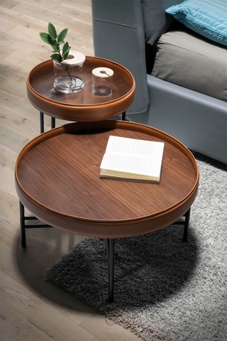 Tavolino in legno e pelle - 62 x 62 x 35 cm
