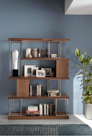 Libreria - Effetto noce e argentato