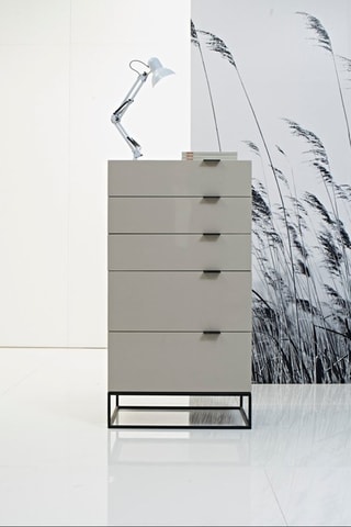 Cassettiera 5 cassetti - Grigio chiaro e nero - 60 x 45 x 111 cm
