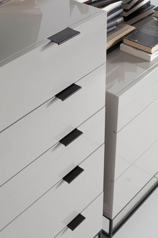 Cassettiera 5 cassetti - Grigio chiaro e nero - 60 x 45 x 111 cm