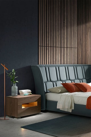 Comodino con LED - Effetto noce - 58 x 38 x 41 cm
