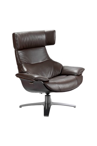 Poltrona girevole in pelle - Marrone scuro - 88 x 85 x 105 cm