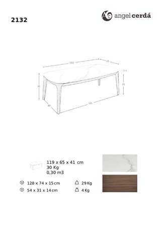 Tavolino in porcellana - 119 x 65 x 41 cm