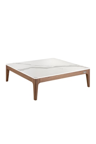 Tavolino - Bianco e neutro - Piano in vetro - 100 x 100 x 30 cm