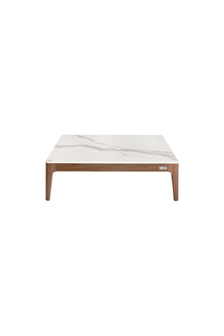 Tavolino - Bianco e neutro - Piano in vetro - 100 x 100 x 30 cm