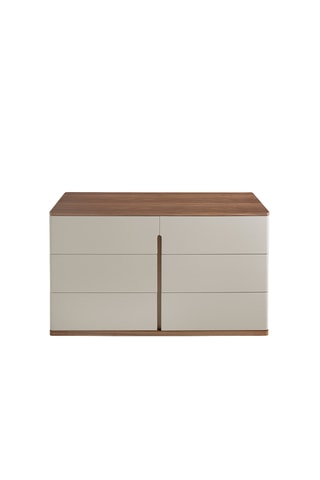 Comò 6 cassetti - Bianco ed effetto noce