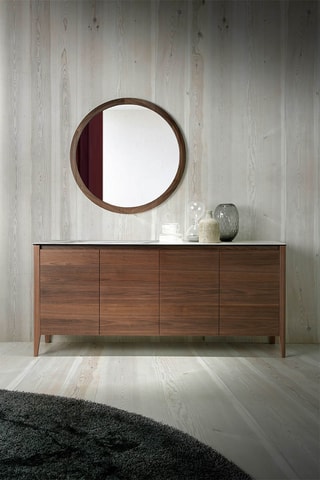 Credenza 4 ante - Effetto noce e bianco