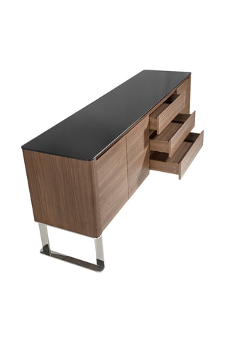 Credenza 3 ante - Effetto noce e argentato