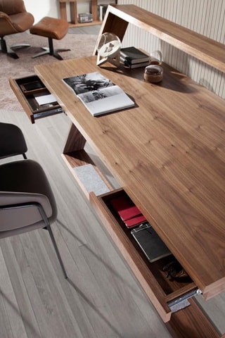 Scrivania in legno - Effetto noce e nero - 170 x 105 x 76 cm
