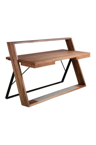 Scrivania in legno - Effetto noce e nero - 170 x 105 x 76 cm