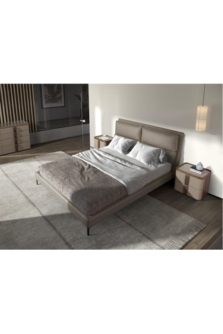 Comodino con 2 cassetti in legno placcato noce - 50 x 46 x 42 cm