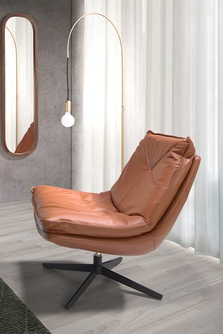 Poltrona - Marrone e nero - In pelle