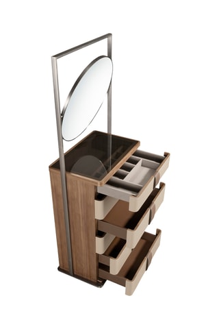 Cassettiera 6 cassetti in legno placcato noce - 75 x 185 x 45 cm