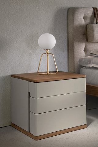 Comodino 3 cassetti - Bianco ed effetto noce - 46 x 46 x 45 cm