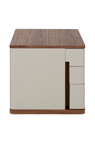 Comodino 3 cassetti - Bianco ed effetto noce - 46 x 46 x 45 cm