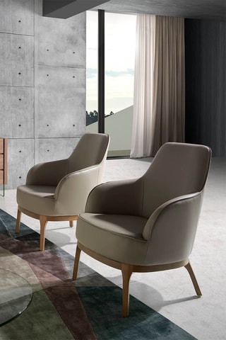 Poltrona - Taupe - In pelle