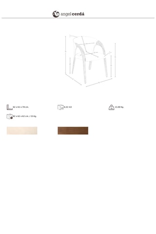 Sedia - Beige ed effetto noce - 62 x 61 x 78 cm