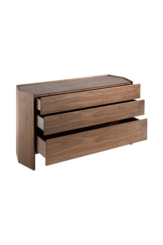 Comò 3 cassetti in legno placcato noce e vetro - 150 x 83 x 57 cm