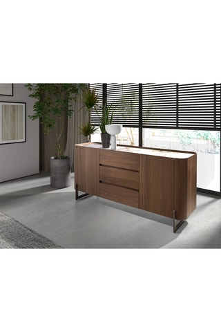 Credenza 2 ante in legno placcato noce - 180 x 80 x 45 cm