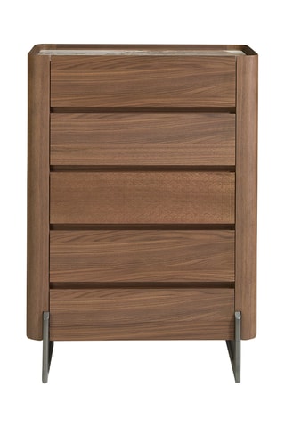 Cassettiera 5 cassetti in legno placcato noce - 80 x 112 x 40 cm