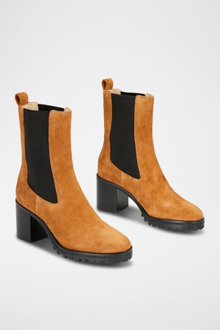 Leren Enkellaarzen - Camel
