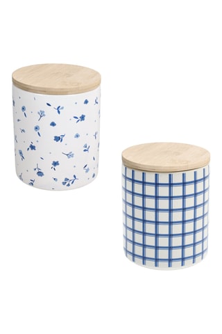 2 pots en céramique et bambou Cottage - 46 cl