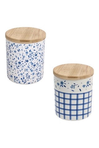 2 pots en céramique et bambou Cottage - 63 cl