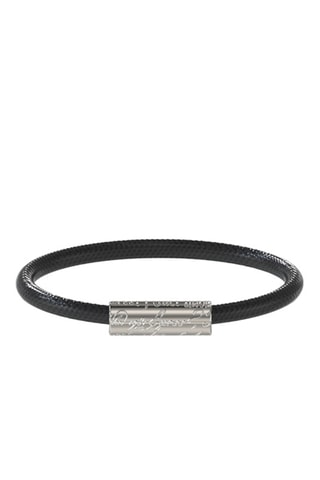 Bracelet en cuir Inscription - Noir et argenté