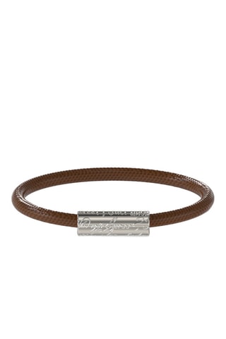 Bracelet en cuir Inscription - Marron et argenté