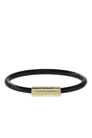 Bracelet en cuir Inscription - Noir et doré
