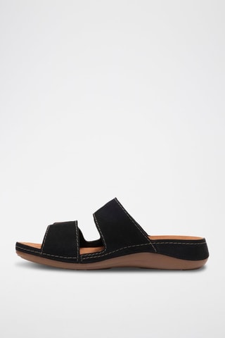 Mules compensées en nubuck Cecily - Noir