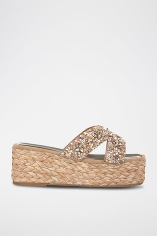Mules compensées - Beige