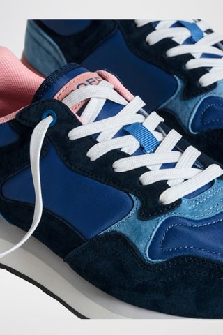 Baskets en cuir Cork - Bleu et rose
