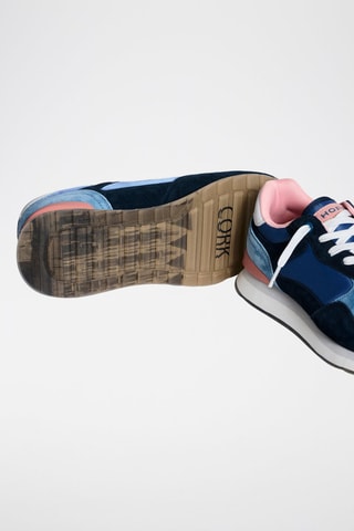 Baskets en cuir Cork - Bleu et rose