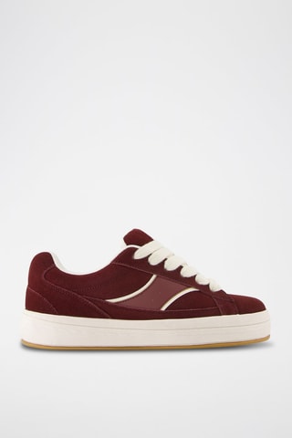 Baskets en nubuck - Bordeaux et blanc