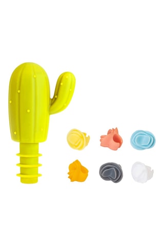 1 bouchon de bouteille à vin et 6 marque-verres en silicone