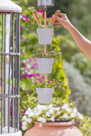 Jardinière suspendue en bambou et farine de bambou - 13 x 13 x 73 cm - Blanc