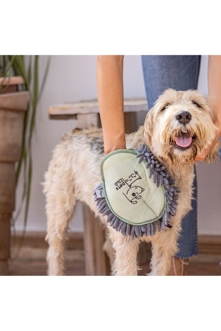 Moufle anti-poils pour chien et chat - Vert d’eau et gris foncé