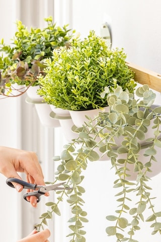 Jardinière murale en bambou et farine de bambou - 75 x 25 x 19 cm - Gris clair et vert clair