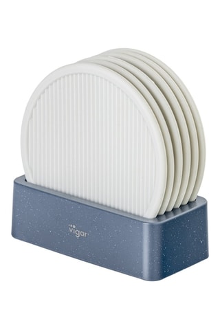 6 sous-verres en silicone - Bleu et gris