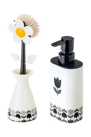 Distributeur de savon et brosse à vaisselle
