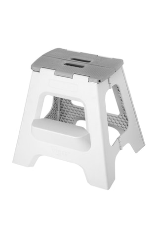 Tabouret pliable 2 marches 40 cm - Blanc et gris