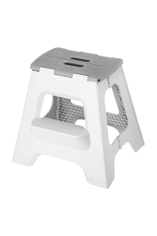 Tabouret pliable 2 marches 40 cm - Blanc et gris