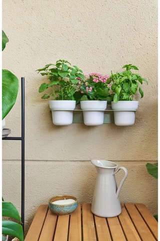 Jardinière murale en farine de bambou - 43 x 16 x 15 cm - Gris clair et vert clair
