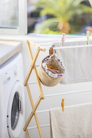 Panier et 24 pinces à linge - Beige