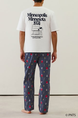 Pantalon de pyjama Snoopy et Woodstok Mineasnoopiz - Bleu marine et écru