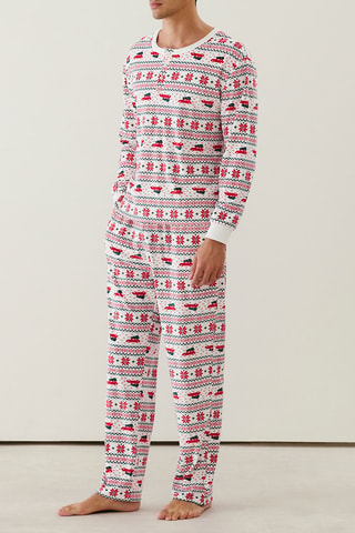 Pantalon de pyjama Xmasjacquiz - Blanc et rouge