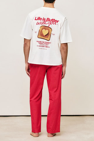 Pantalon de pyjama Rayihabitiz - Blanc et rouge